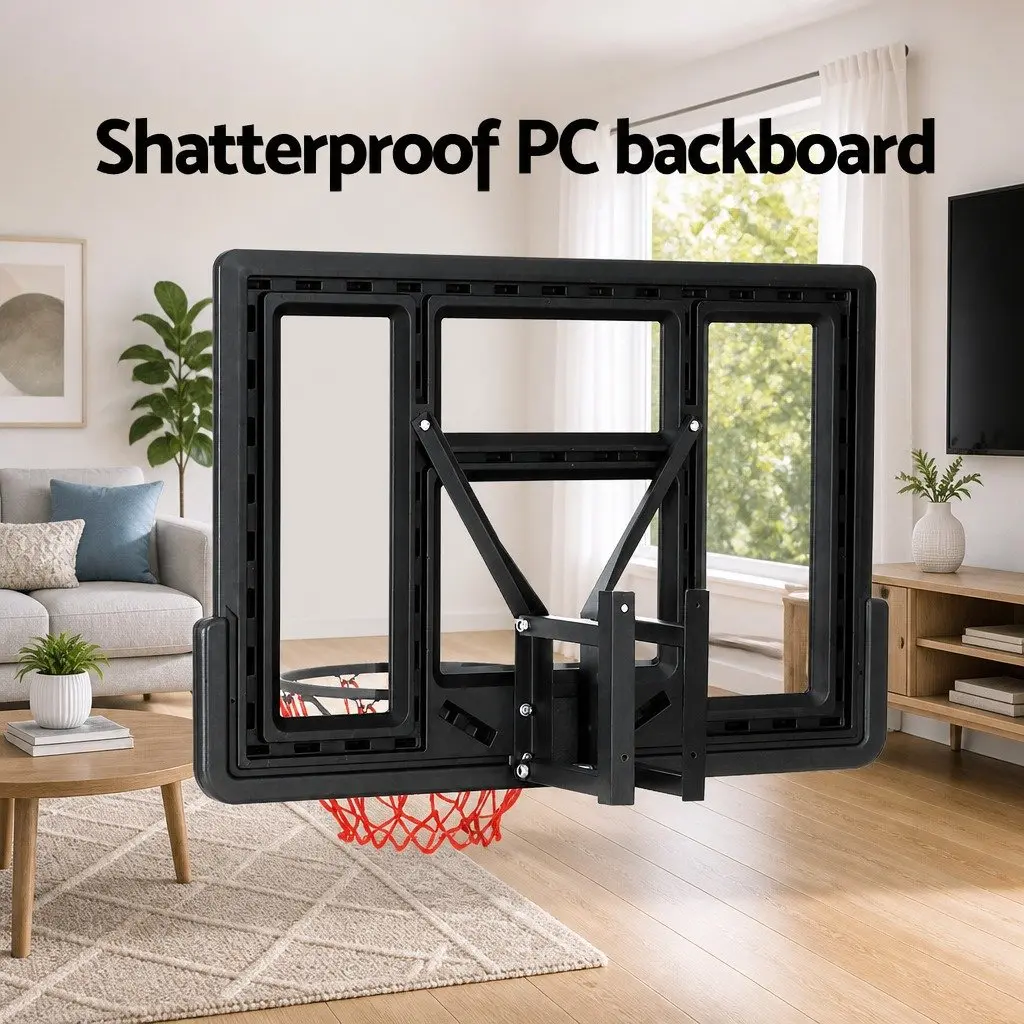 Basketball Hoop Wall Mounted 45" Backboard Ring Net Sports System Blue