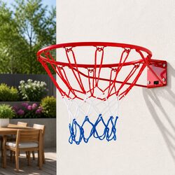 Red Outdoor Basketball Hoop 45cm Rim with Adjustable Height