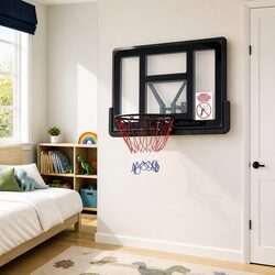 Durable Wall Mount Basketball Hoop for Kids - 43-Inch Backboard