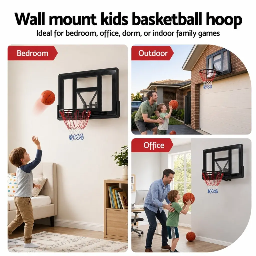Wall Mount Kids Basketball Hoop Backboard 43-Inch Indoor Outdoor Sports Game