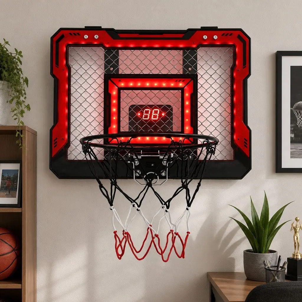 Mini Basketball Hoop Indoor Shatterproof Backboard 40x30cm Red