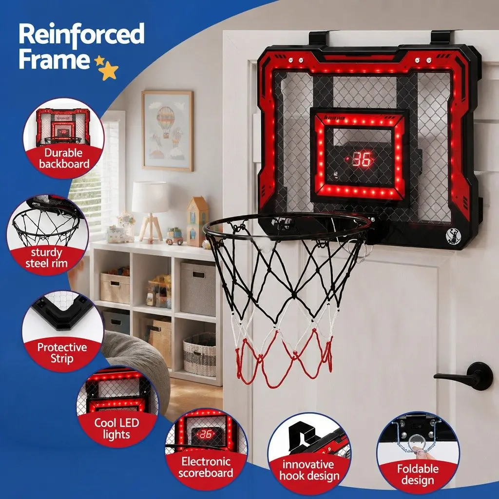 Mini Basketball Hoop Indoor Shatterproof Backboard 40x30cm Red