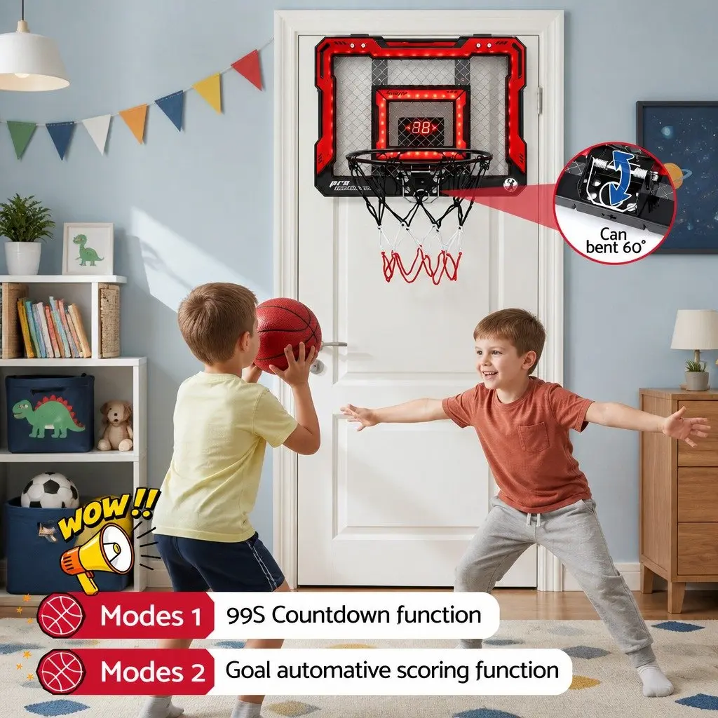 Mini Basketball Hoop Indoor Shatterproof Backboard 40x30cm Red
