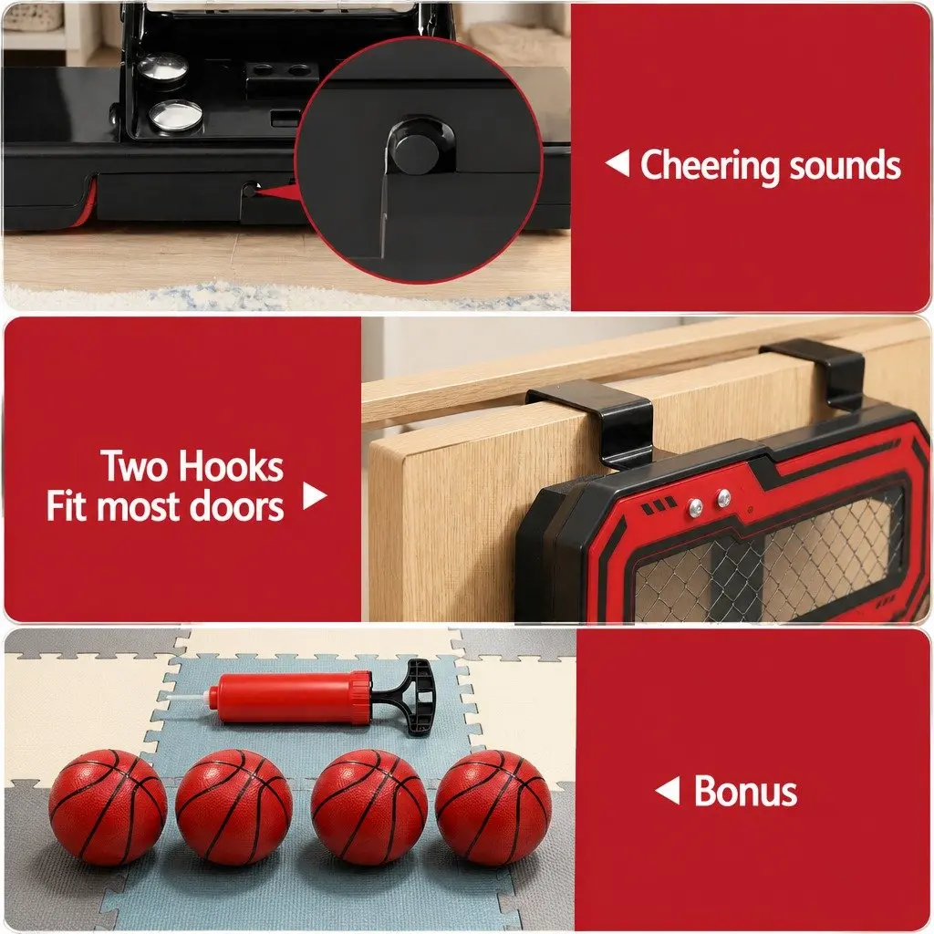 Mini Basketball Hoop Indoor Shatterproof Backboard 40x30cm Red