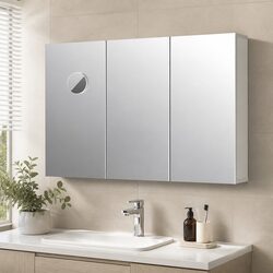 90CM Wall-Mounted Bathroom Mirror Cabinet with Magnifying Mirror