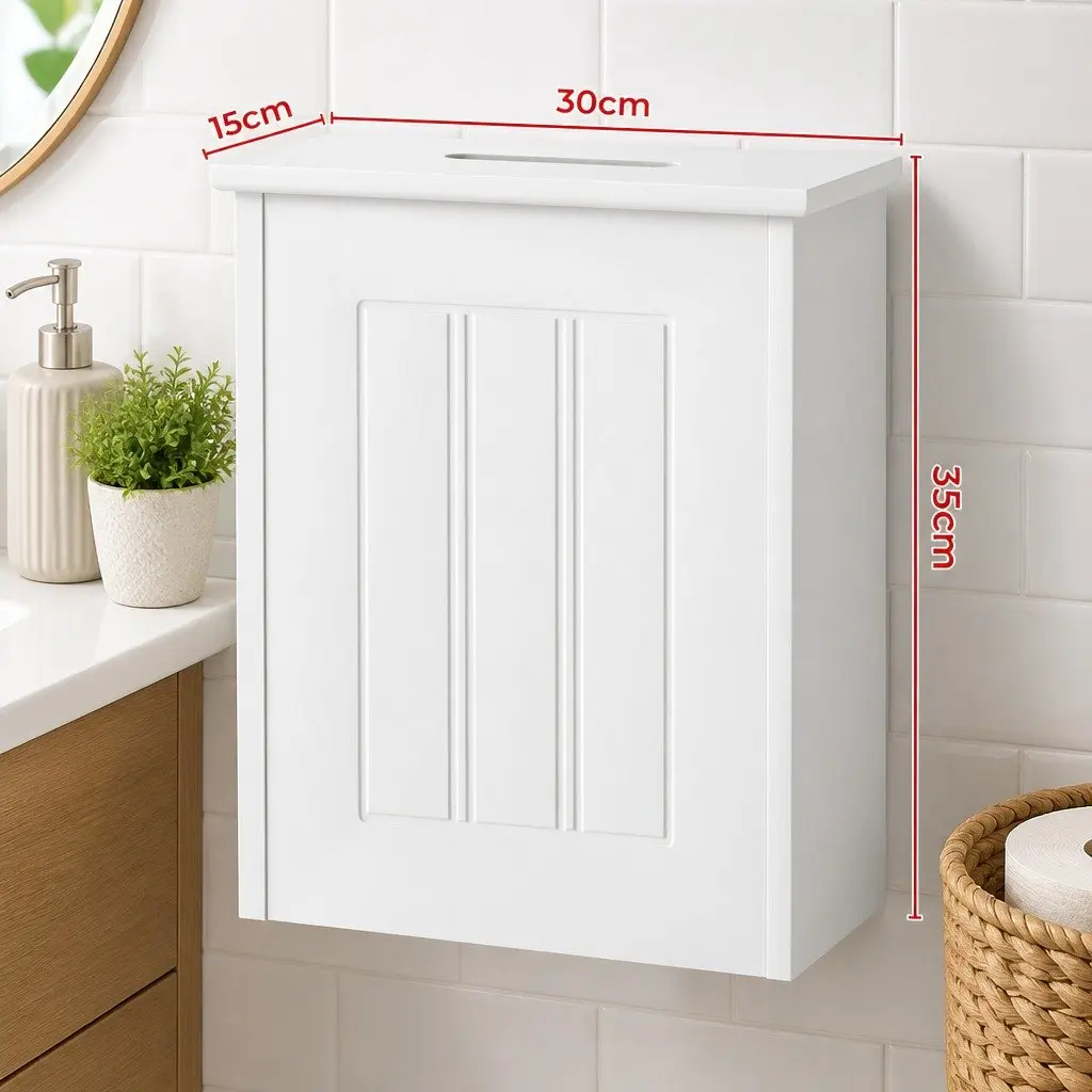 Bathroom Storage Box MDF Compact 30x15x35cm White