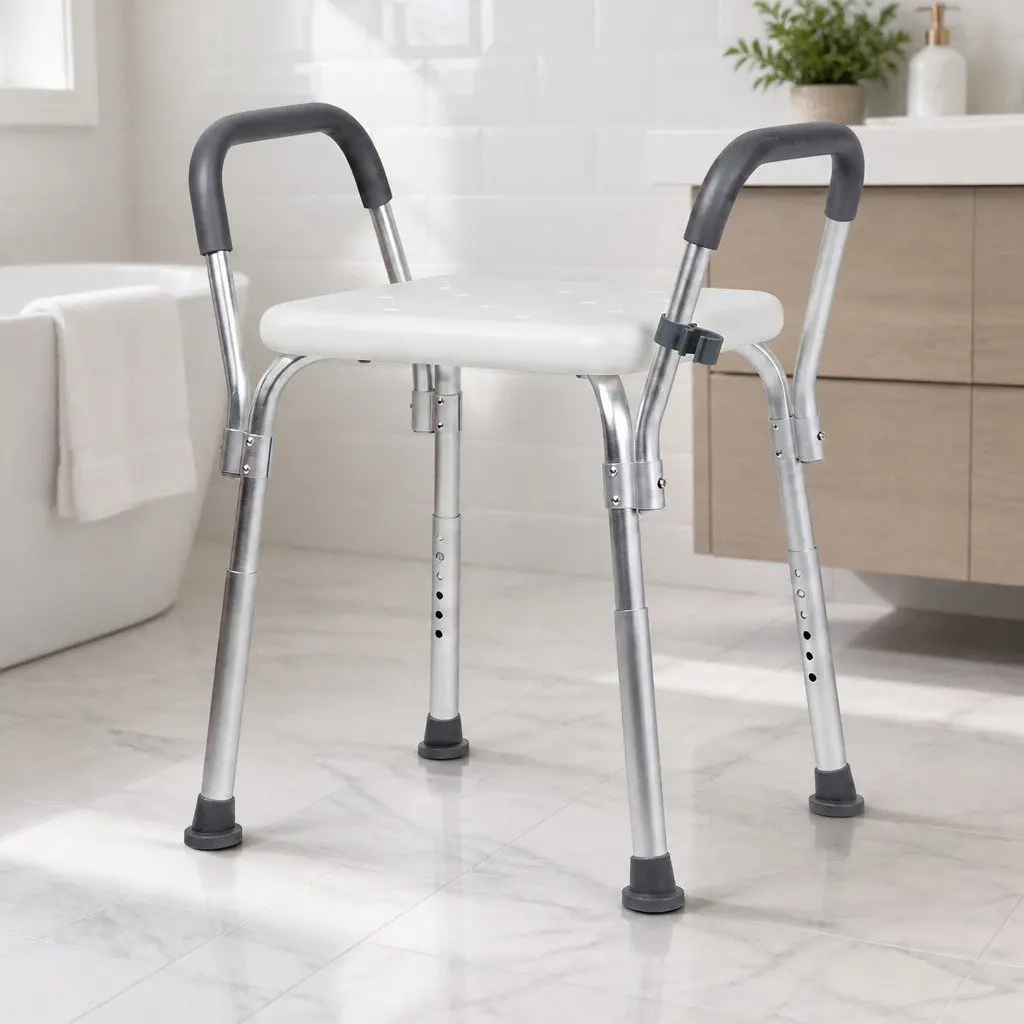 Adjustable Shower Chair with Arms for Safe Bathing