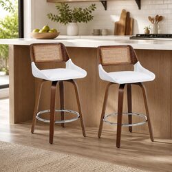 Bar Stools Set of 2 Swivel Kitchen Counter Chairs 60cm Seat Height Chrome