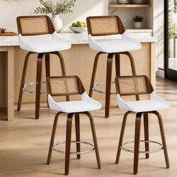 Set of 4 Swivel Bar Stools with Plywood Legs