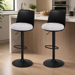Durable Black Bar Stools Set of 2 with Swivel Function