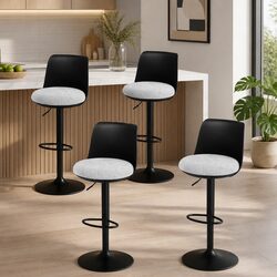 Bar Stools Set of 4 Swivel Gas Lift Kitchen Counter Dining Chairs Black Curved