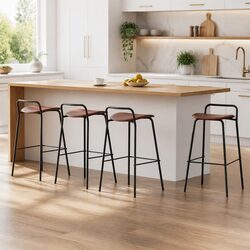 Sturdy Set of 4 Bar Stools for Kitchen or Dining