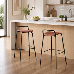 Durable Bar Stools with Cushioned Seats - Set of 2