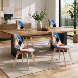 Set of 4 Retro DSW Dining Chairs with Fabric Seats