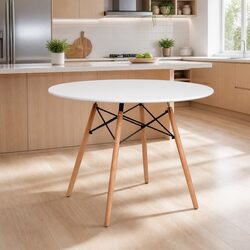 Stylish Round Dining Table 100cm White 4 Seater