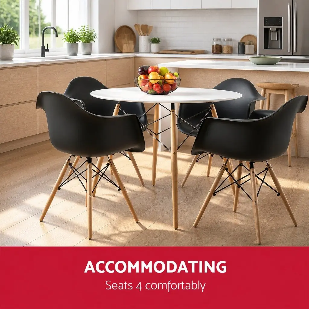 Round Dining Table 100cm White 4 Seater