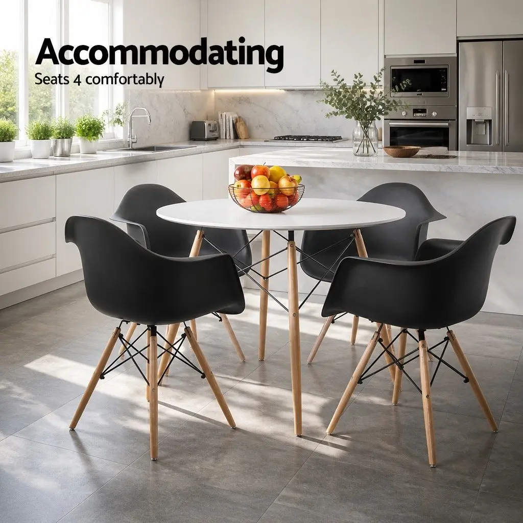 90cm Round Dining Table for 4 in White Finish