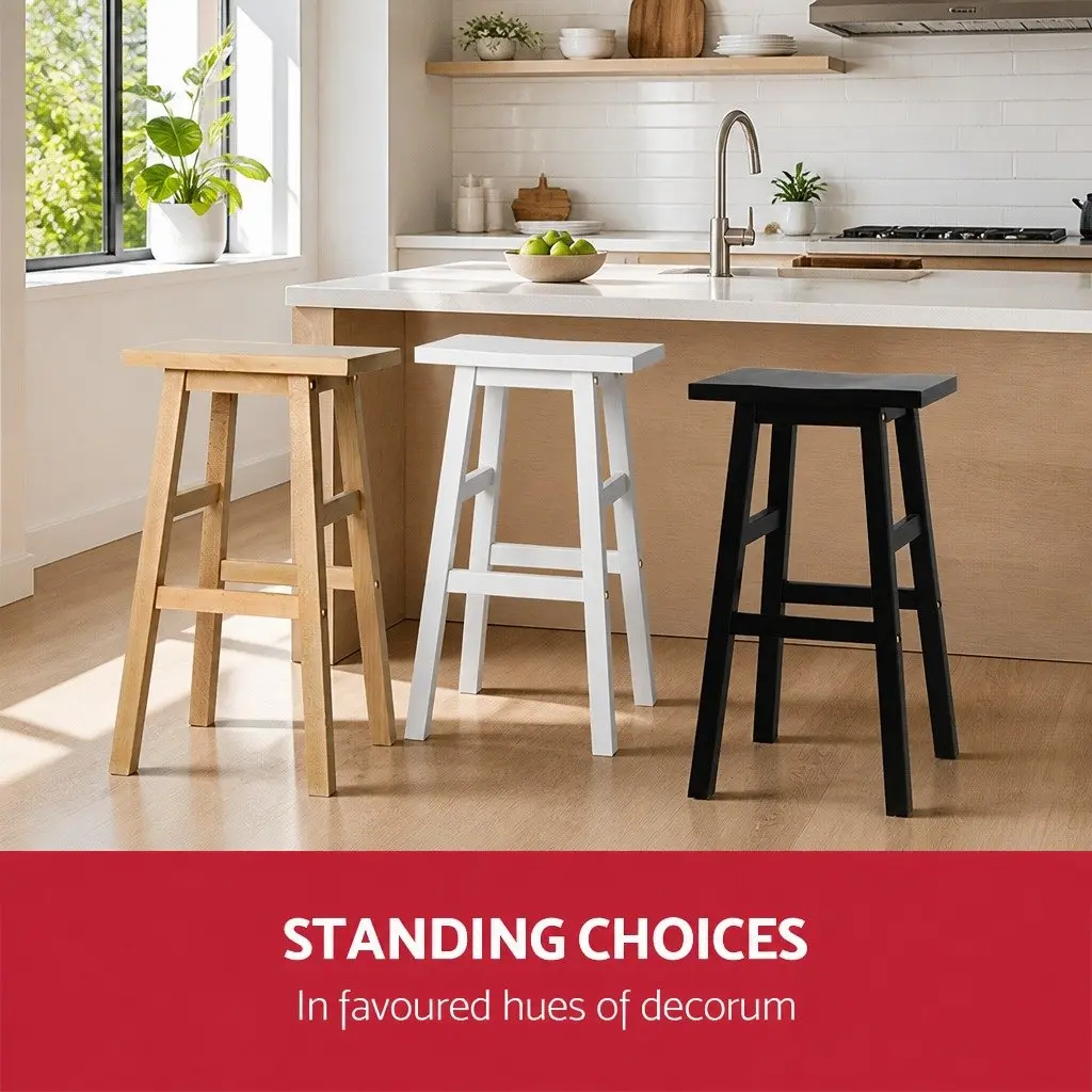 Set of 2 Wooden Bar Stools in Natural Light Finish