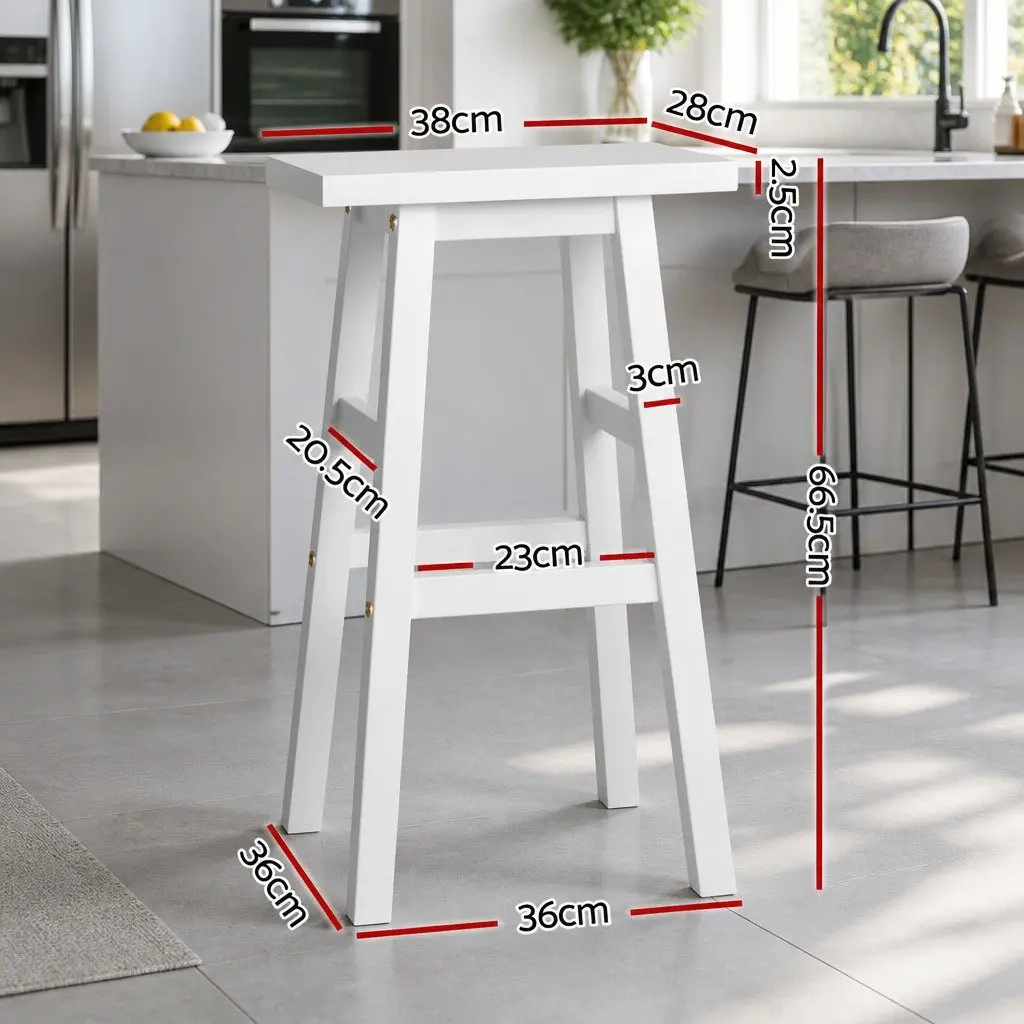 Bar Stools Beech Wood 66.5cm White Set of 2