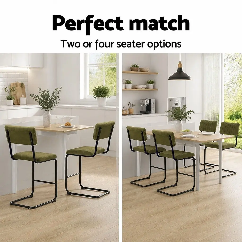Bar Stools Velvet Green Cushioned Seat Back Support Metal Footrest Set 2 Piece