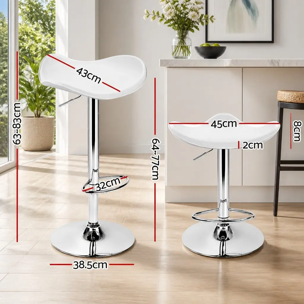 Bar Stools PU Leather Adjustable Height White Set of 4