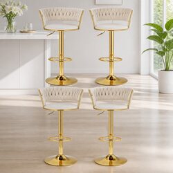 Bar Stools Set of 4 with Gas Lift and Velvet Backrest