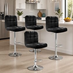 Set of 4 Black Swivel Bar Stools with Gas Lift