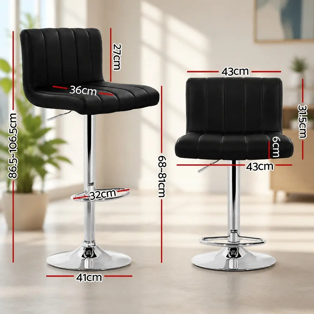Set of 4 Black PU Leather Bar Stools with Chrome Base