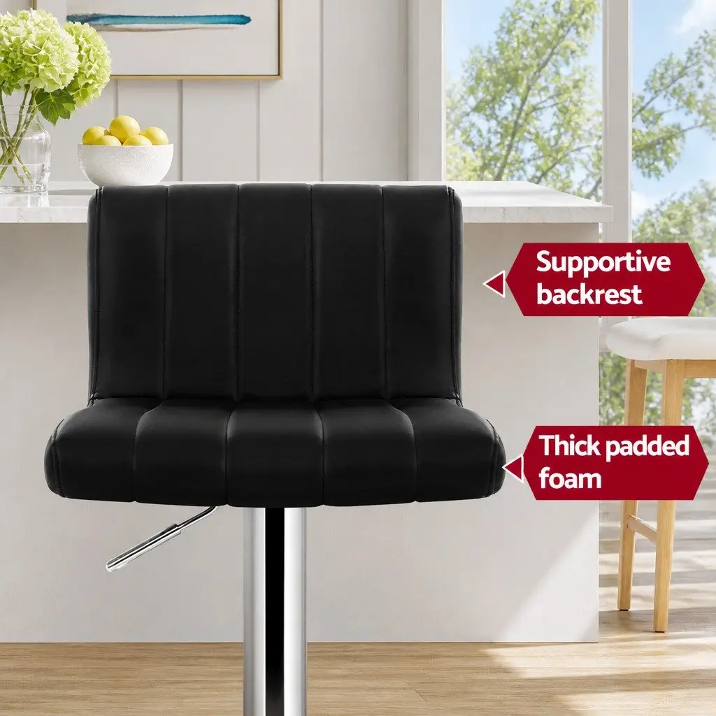 Set of 4 Black PU Leather Bar Stools with Chrome Base