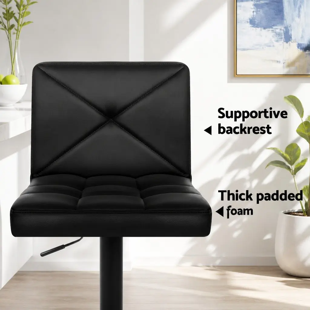 Gas Lift Swivel Bar Stools Set of 4 with Padded Seats