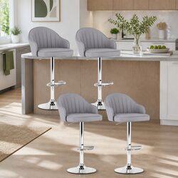 Swivel Gas Lift Bar Stools Set of 4 in Grey