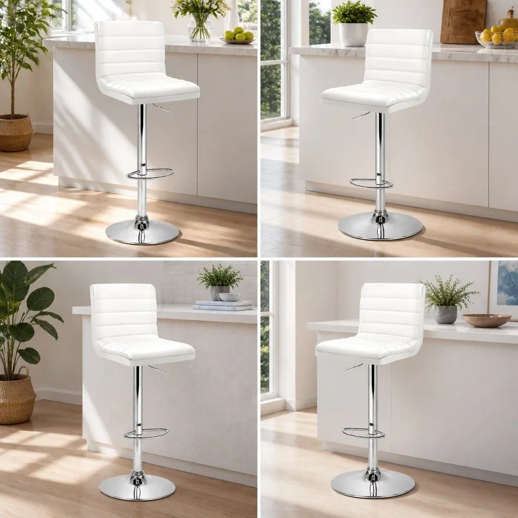 4 Bar Stools with Padded Seats and Swivel Functionality