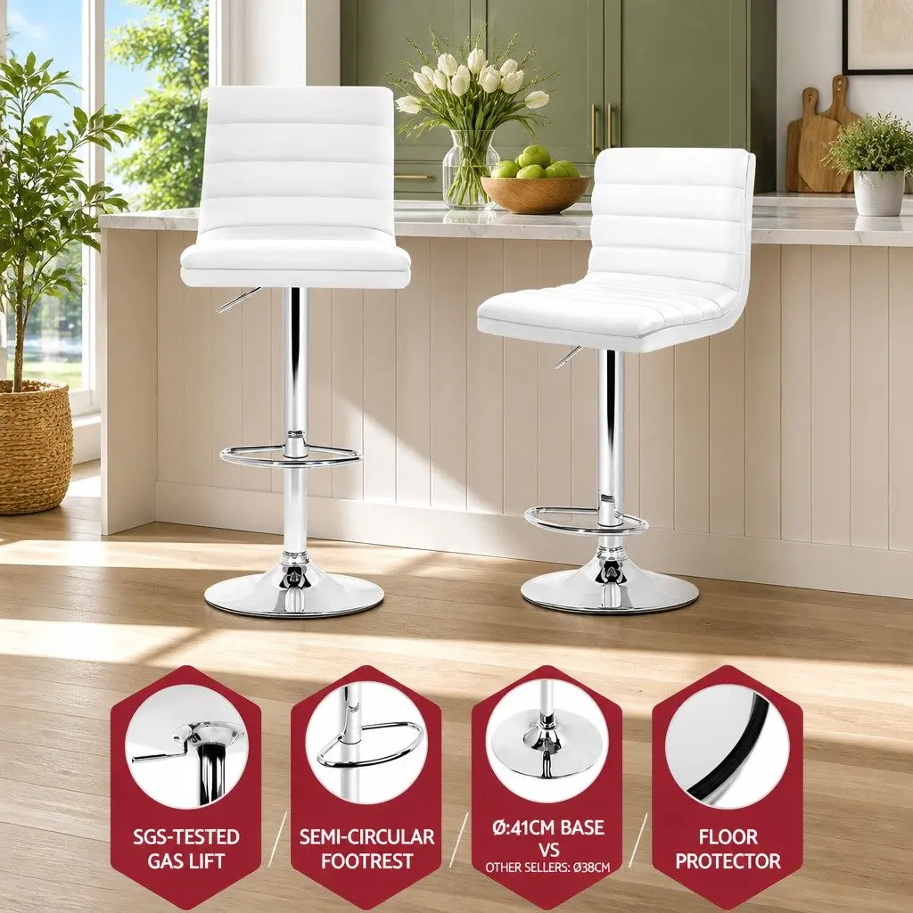 4 Bar Stools with Padded Seats and Swivel Functionality