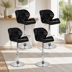 Adjustable Height Swivel Bar Stools Set of 4 in Black