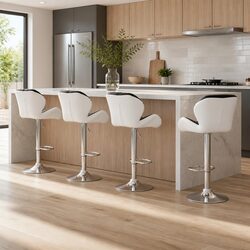 Durable Gas Lift Bar Stools in Black and White, Set of 4