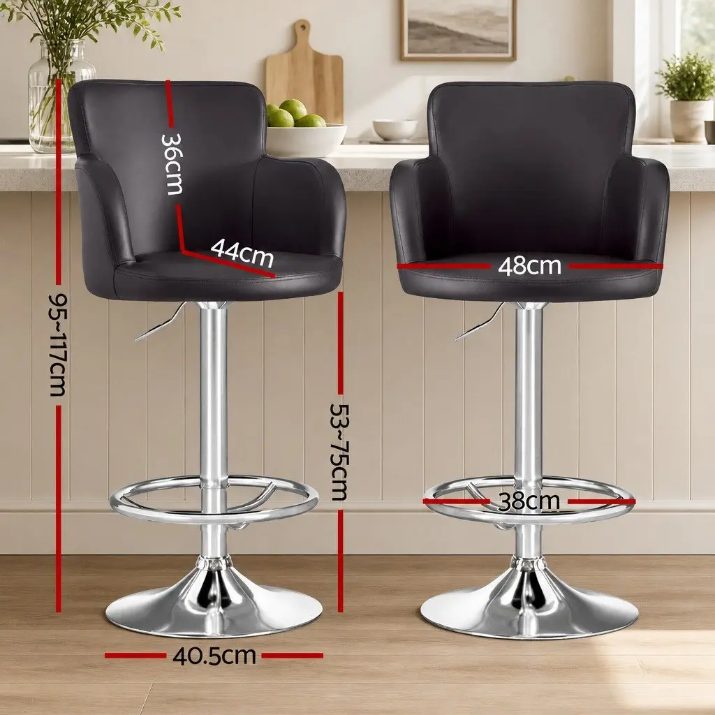 Brown PU Leather Swivel Bar Stools