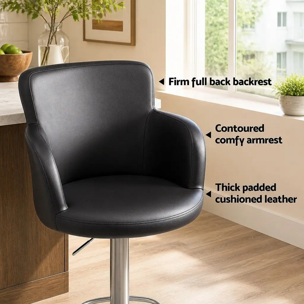 Brown PU Leather Swivel Bar Stools
