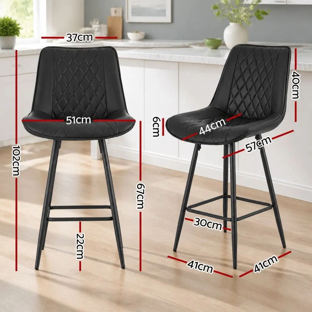 Bar Stools PU Leather 67cm Black Set of 4