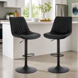 Set of 2 Swivel Gas Lift Bar Stools - Diamond Black