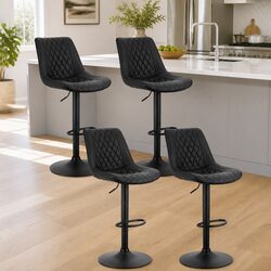 Stylish Set of 4 Black Diamond Design Bar Stools