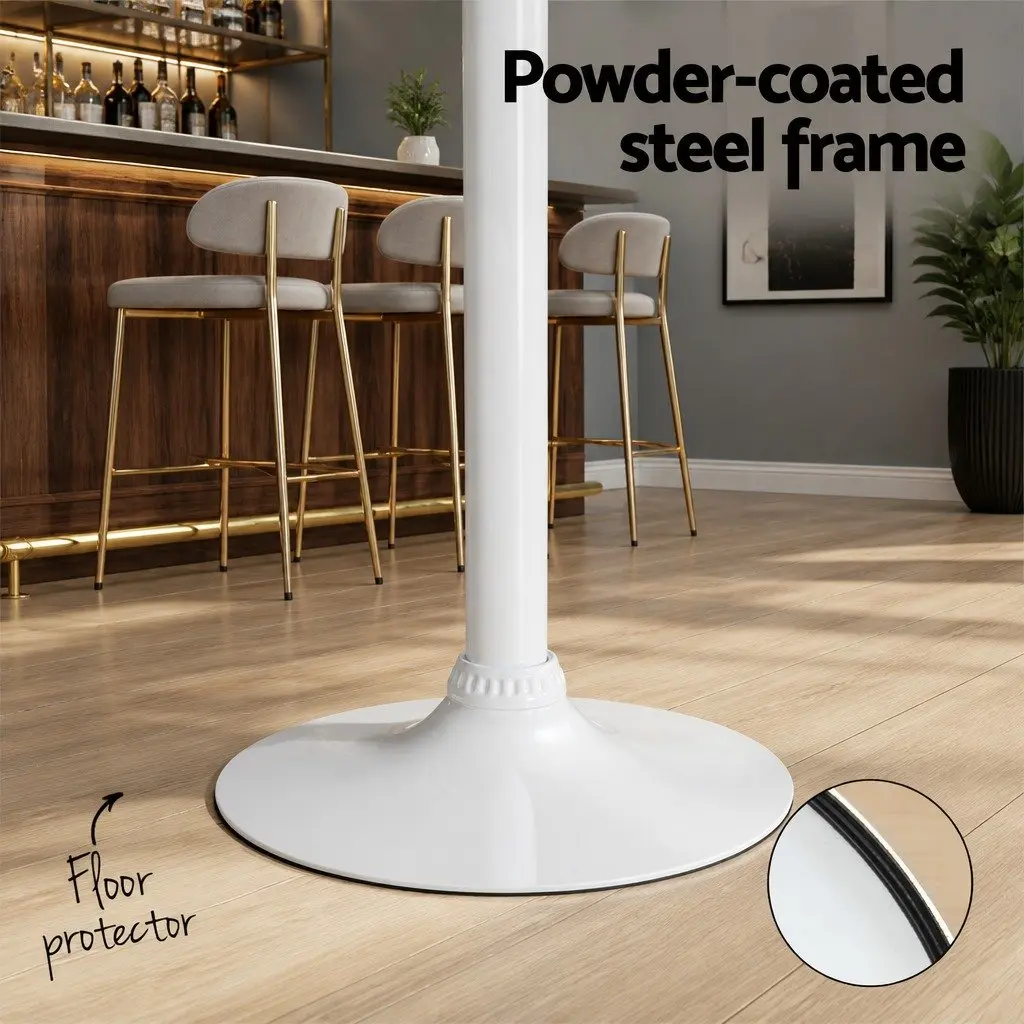 Bar Table MDF Steel 60CM Square Pine White Height Adjustable Swivel Base