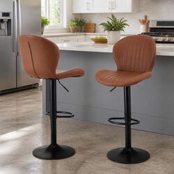 Stylish Set of 2 Swivel Bar Stools with Gas Lift
