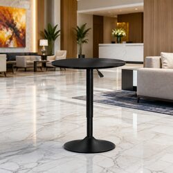Stylish Black Round Bar Table with Adjustable Height