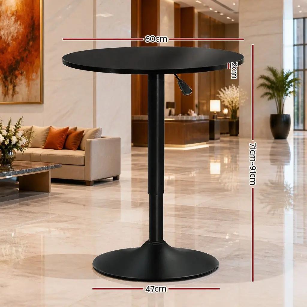 Black Round Bar Table with Adjustable Height