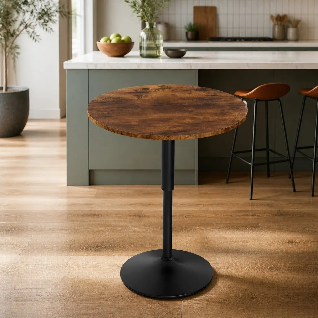 Height Adjustable Round Bar Table with Swivel Base