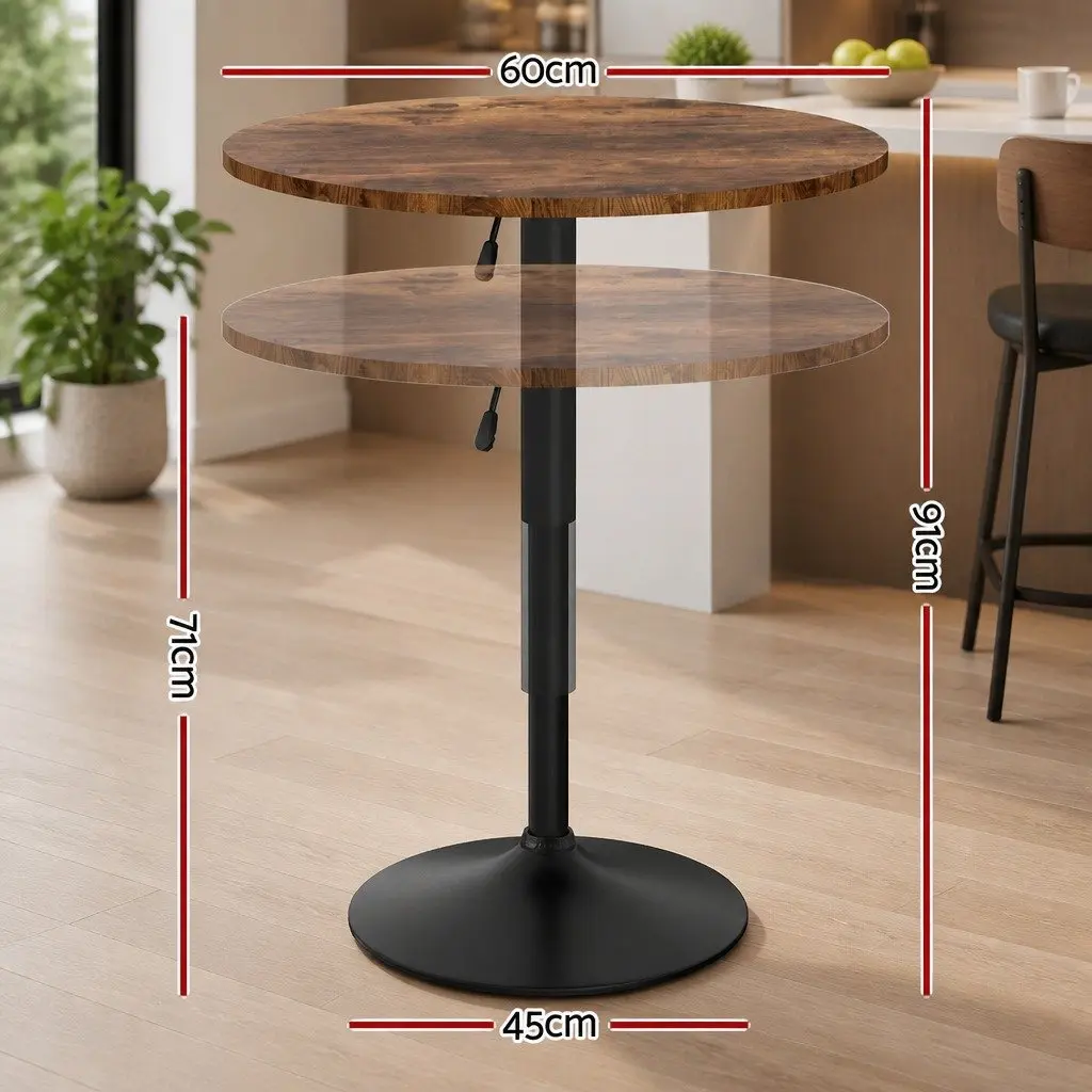 Height Adjustable Round Bar Table with Swivel Base