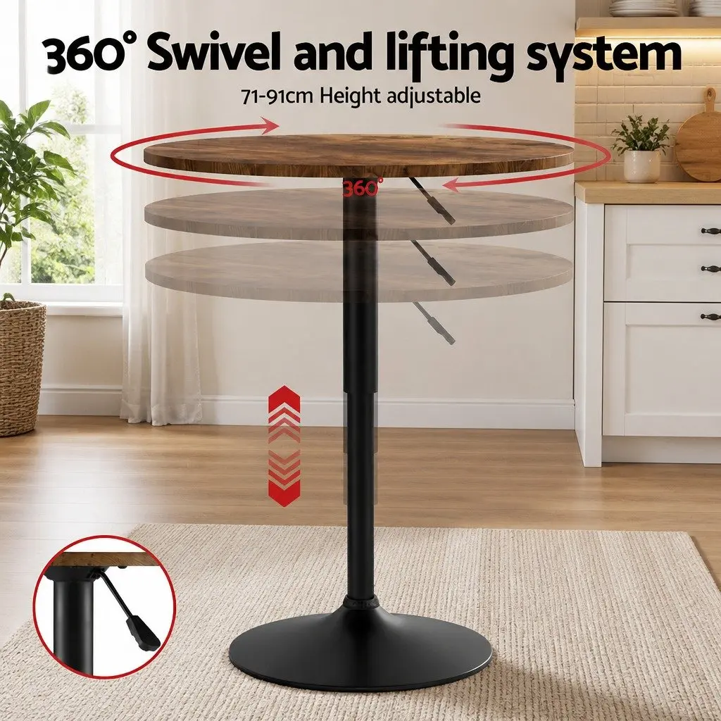 Height Adjustable Round Bar Table with Swivel Base