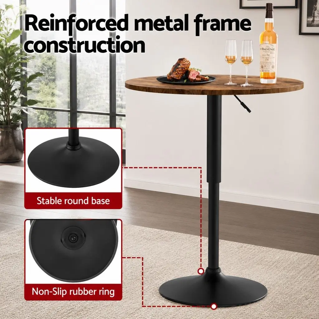 Height Adjustable Round Bar Table with Swivel Base