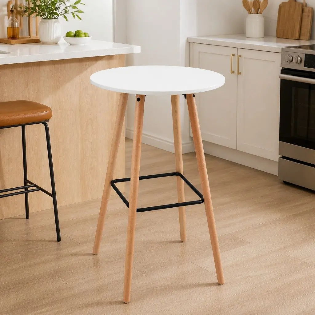 Round Bar Table for Kitchen and Dining 98cm White