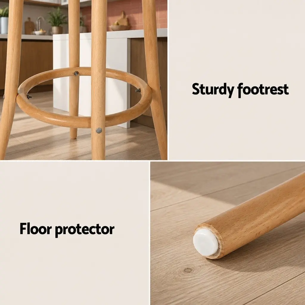 Bar Stool Rattan Seat Wooden Frame 65cm Pine